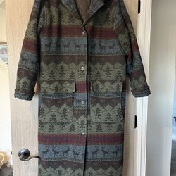 Vintage Woolrich Wool Blend Maxi Women’s Forest Theme Coat