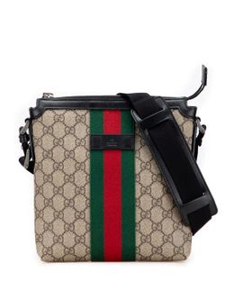Gucci Flat Messenger GG Supreme Web Beige/Black (PO1020004)