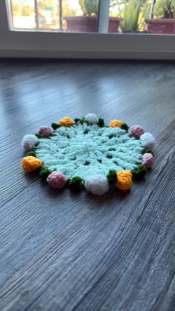 Handmade Crochet Floral Coaster – Cute Boho Home Decor