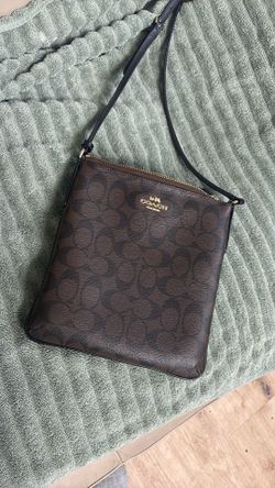 Coach F58309 Signature Brown PVC Leather File Crossbody Purse