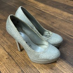 Silver Glitter Heels