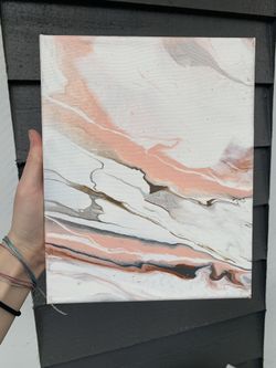 Pink and copper acrylic painting