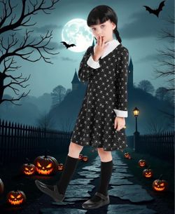 Girls size 7-8 Wednesday Addams Costume Set