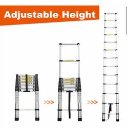 12.5 ft. Aluminum Portable Telescoping Extension Ladder with 300 lbs. Load Capacity