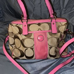 Coach Pink Khaki shoulder Duffel 