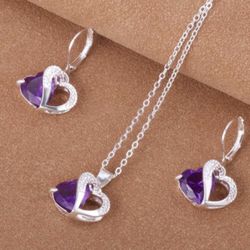 Heart Necklace and Earrings Set