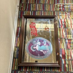  3FT Vintage framed Drink Pepsi-Cola Gibson Girl "Delicious Healthful"  5 cent Advertising Mirrored Sign 