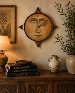 Signed Matthew Lee Gotwols Sun Face Wall Clock | Hand-Painted Art Clock | Dated 1998