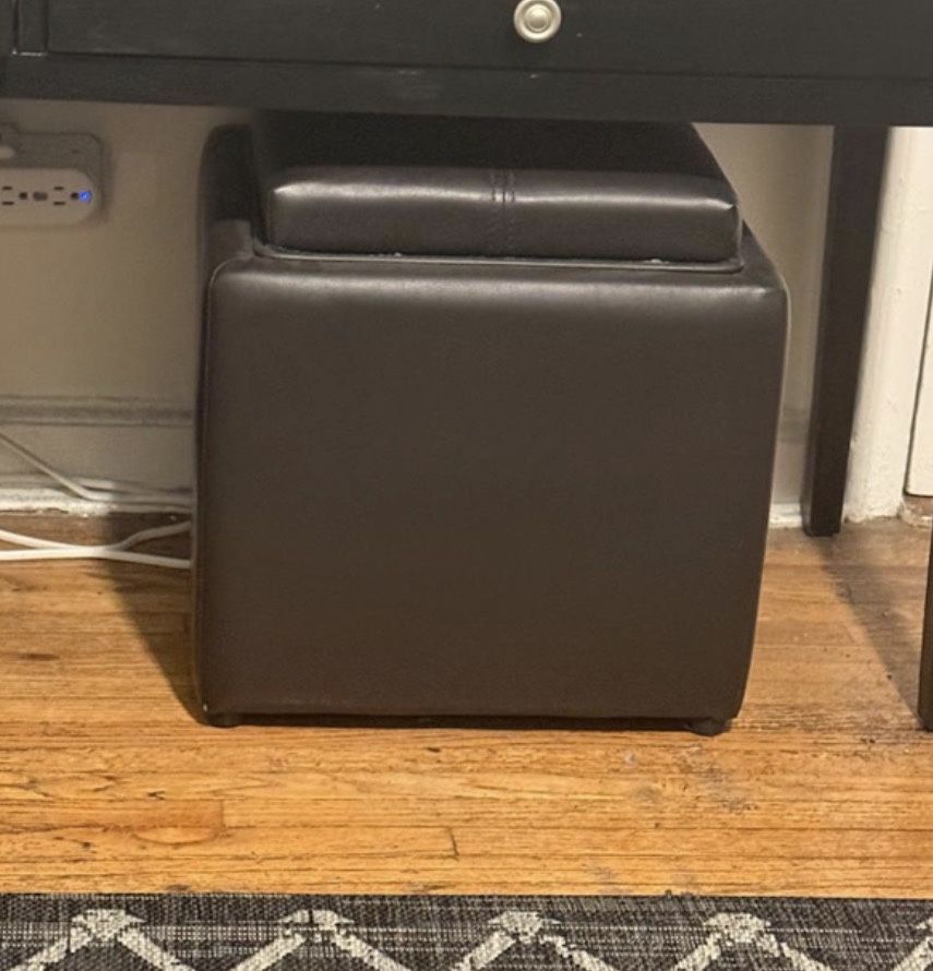 Two - Dark Brown Storage Ottomans