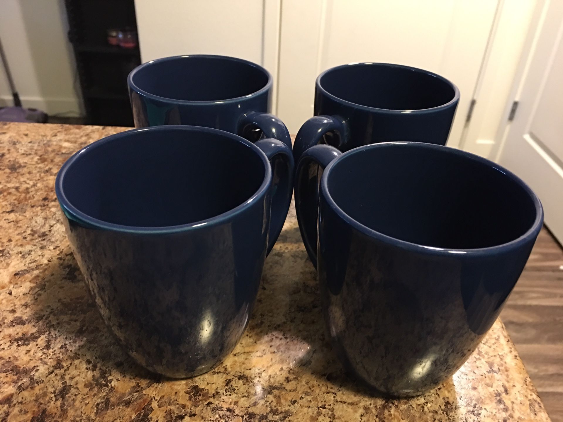 Corelle navy blue coffee mugs