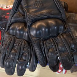 New Black Leather Motorcycle Armor Gloves $50