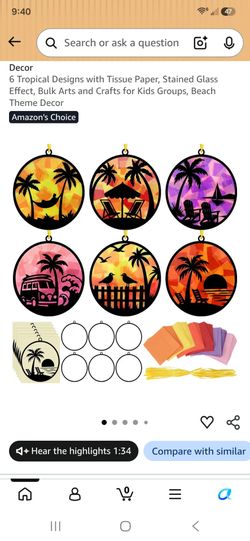 Tropical Stained Glass Suncatcher Craft Kit – 6 Designs