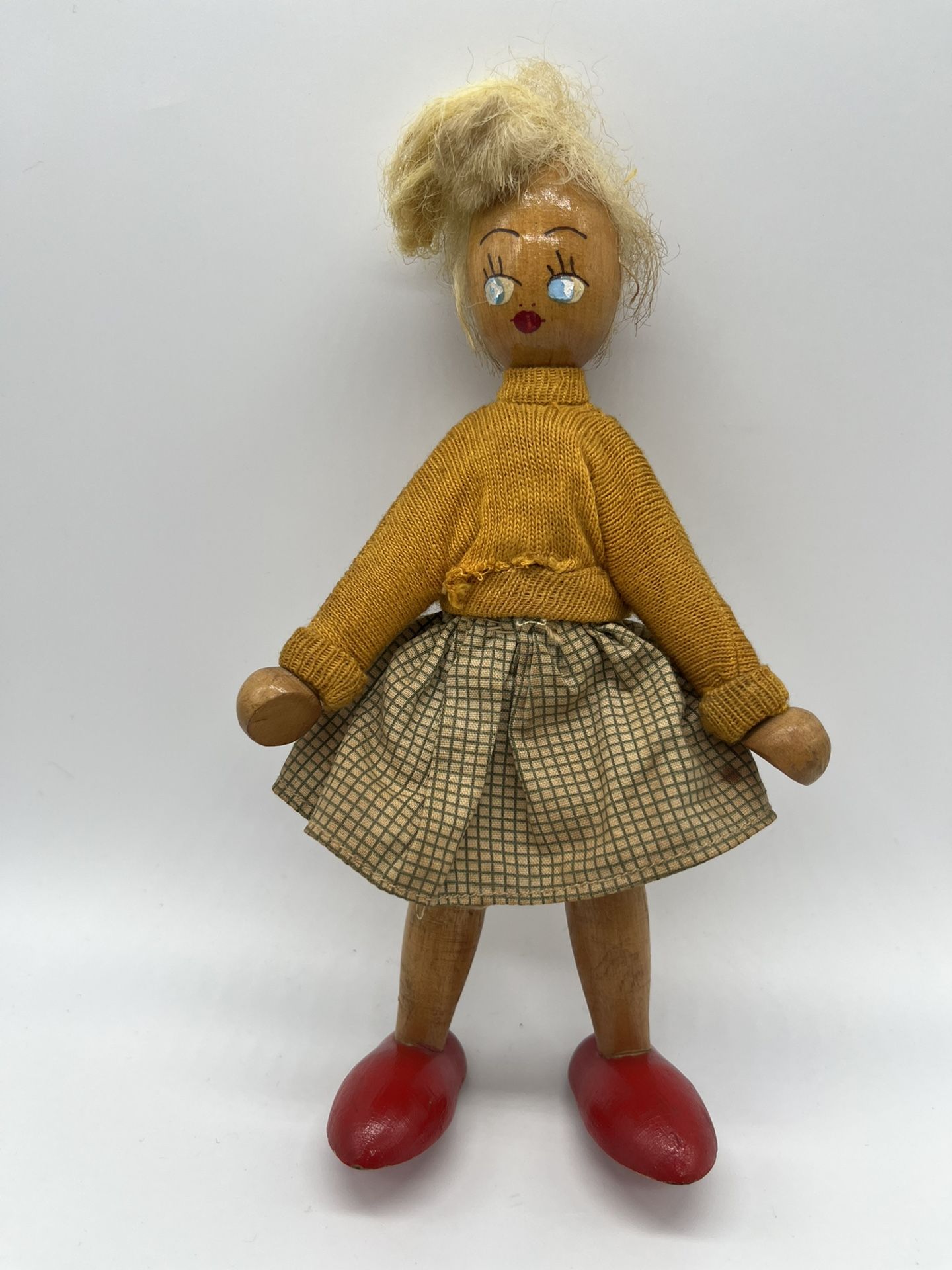 Vintage Hand Painted Wooden Doll. Made In Poland