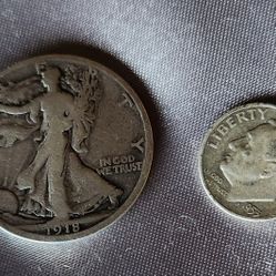 1918 Walking LIBERTY HALF 1955 SILVER DIME