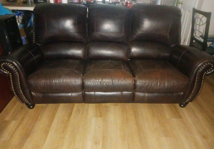 Leather Reclining Couch & Loveseat