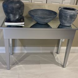 Metallic Gray Two Drawer Desk