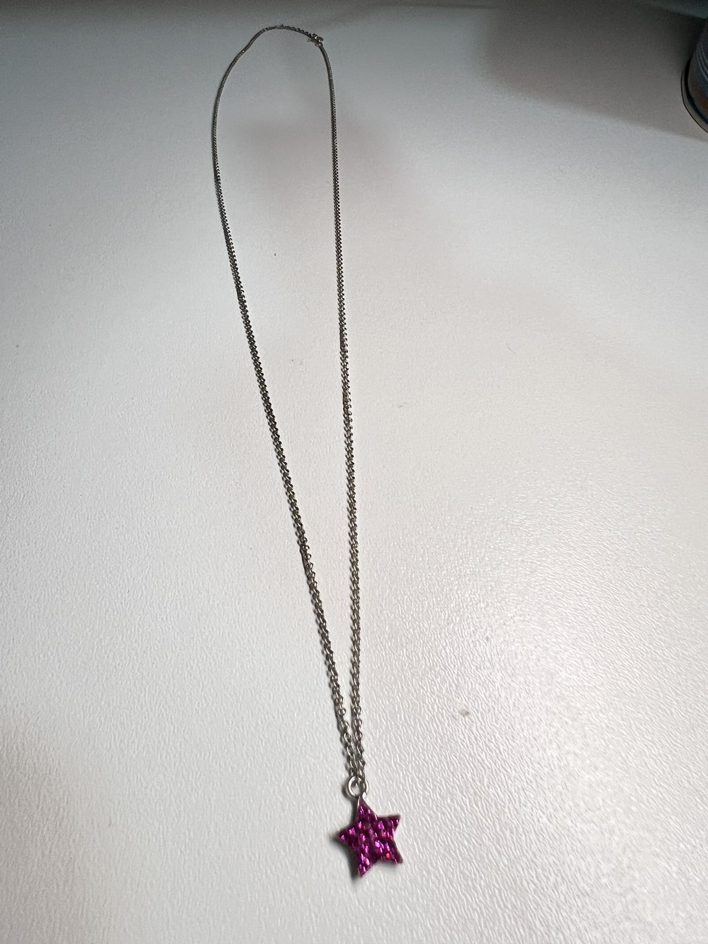 925 Star Necklace pink color