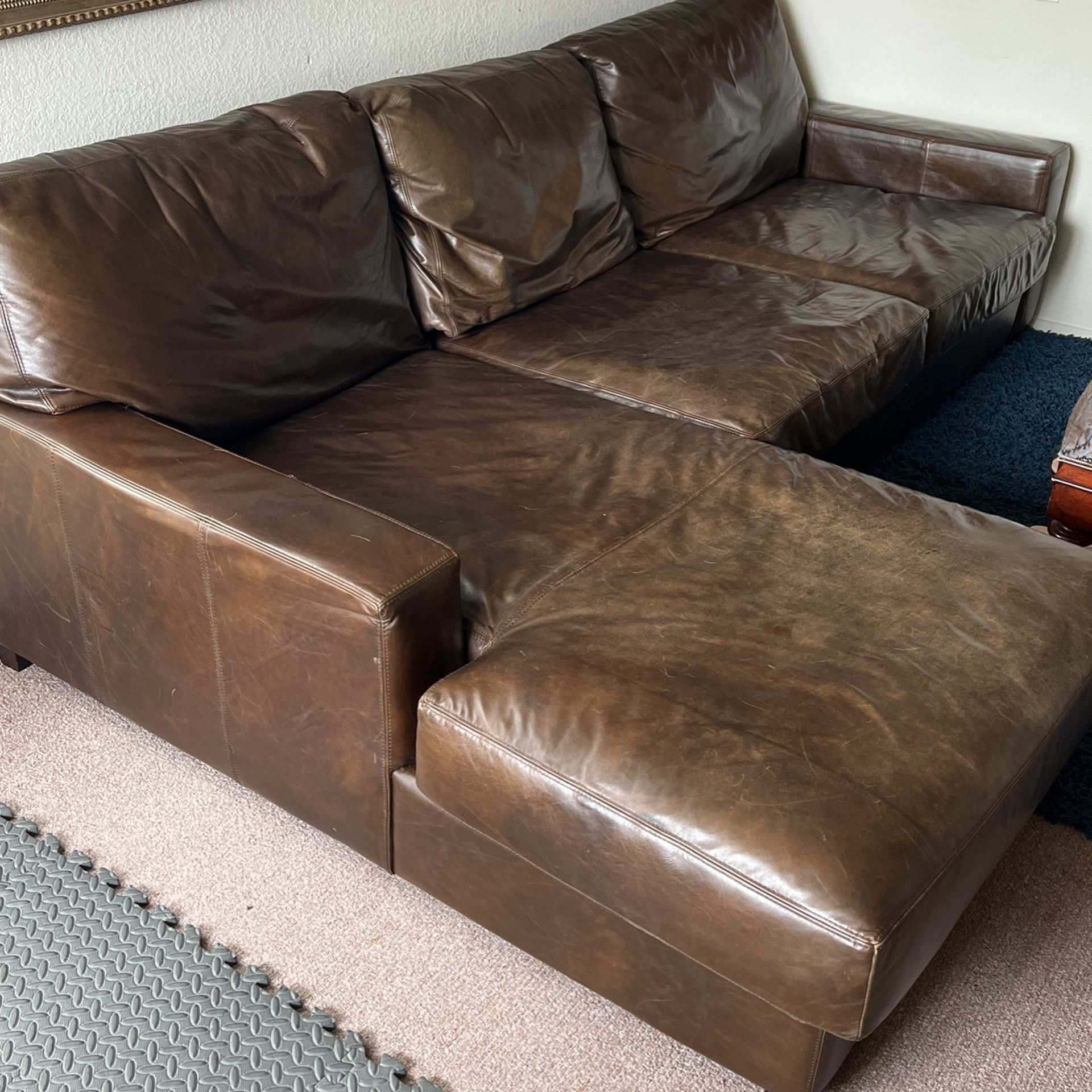 Pottery Barn - Real Leather Sectional Couch  