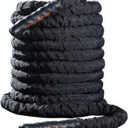 papababe Pro Battle Ropes with Anchor Strap Kit - 100% Poly Dacron Heavy Battle Rope for Strength Training, Cardio Workout, Crossfit, Fitness Exercise