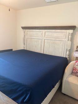 King Size Rustic  Bed Frame with Wood Slats