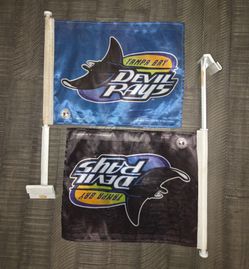 (2) Vintage Tampa Bay Devil Rays Car Flag