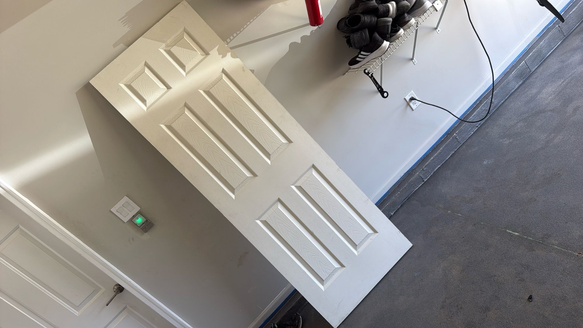 A brand new door 28 inches wide by 80 inches tall perfect for a pocket door or a door for hinges