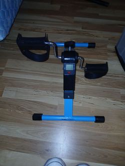 Blue home track folding exercise bike