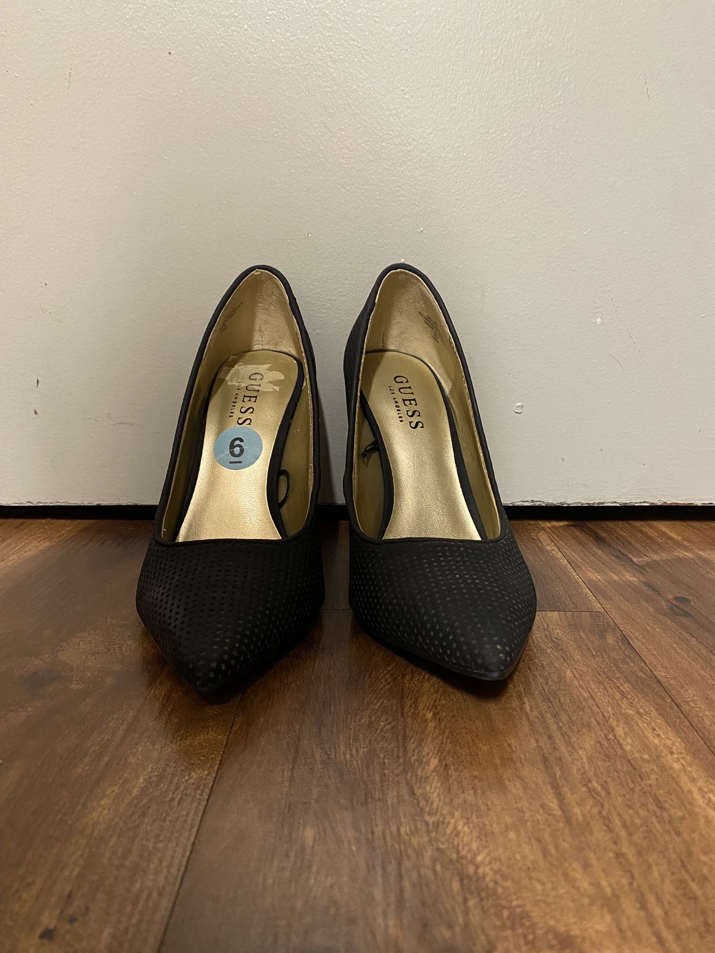 Brand New Woman’s Guess brand Black Leather High Heel Shoes Up For Sale