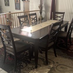 Dining room table and six chairs