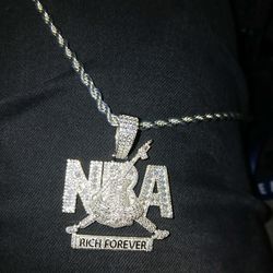 N.B.A solid 925 silver moissonite Pendent 💎✨