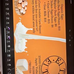 Goat Milk, Cheese, Yogurt, Duck And Chicken Eggs