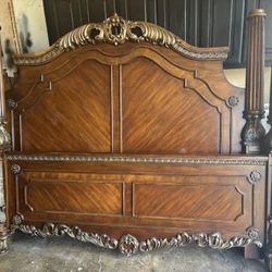 (Nice) King Sized Real Wood Bed Frame W/ Box Springs (200$)