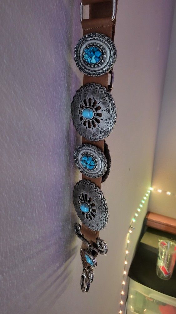 Turquoise Leather Belt