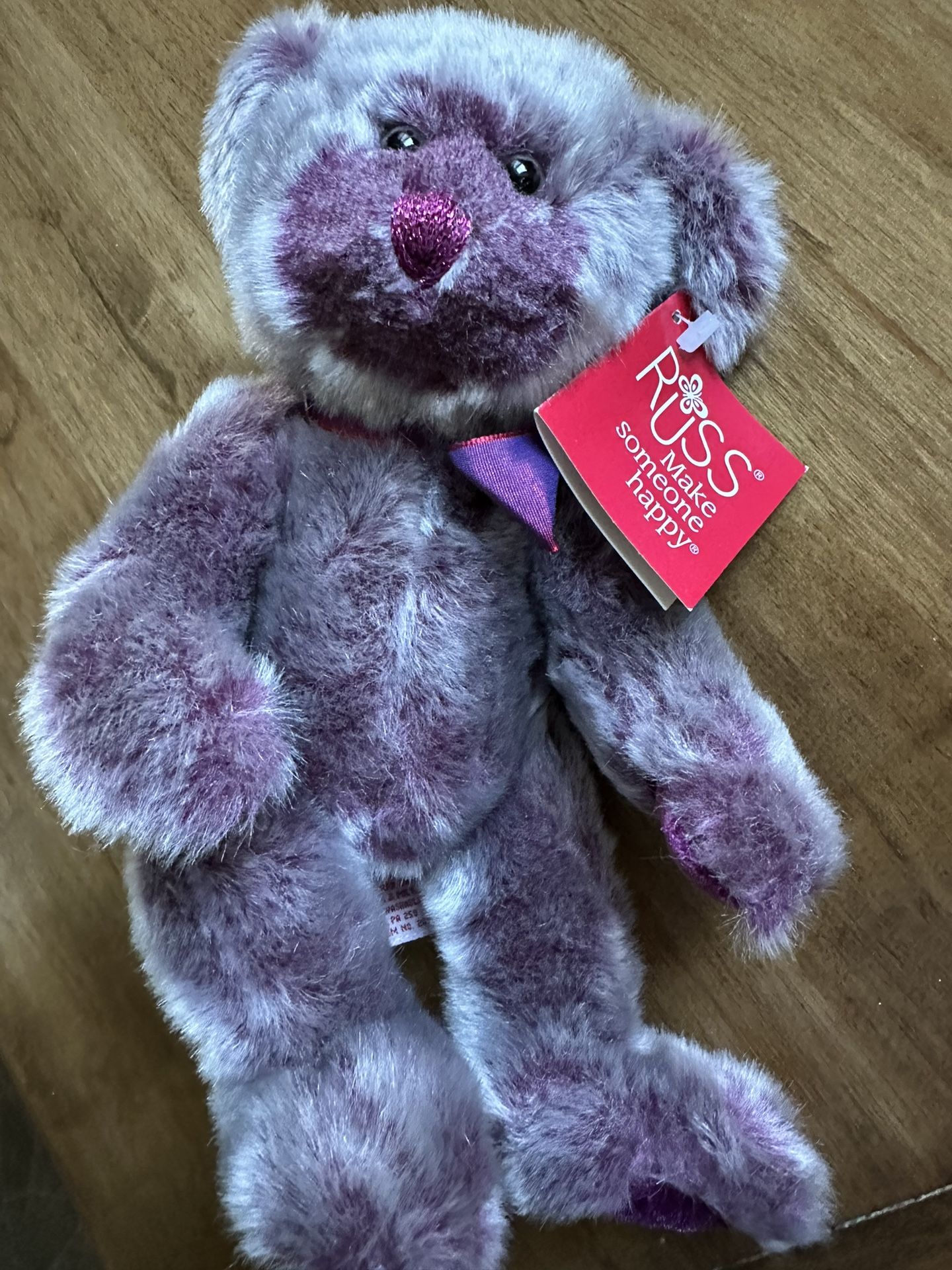 Iris RUSS Purple Teddy Bear 10 Inch Tall With Tags 