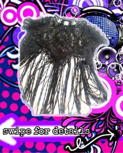 Black Lace Overlay Tee with Tassels
