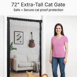 meowsafe 72" Extra-Tall Cat Gate Safe + Secure cat proof protection 44-78” Width