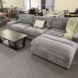 Grey Modular Corduroy Sectional ✅ Financing Available - Bad or No Credit Accepted ✅ 