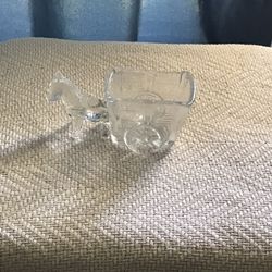 Vintage Jeanette Glass Donkey And Cart Candy Dish