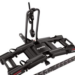 2-Bike Hitch Bike Rack With Ramp - 135 LBS Capacity Fat Tire Ebike Rack, XXL Wheel Straps, Lockable, Foldable & Tiltable - Fits 2" Receivers On Cars, 