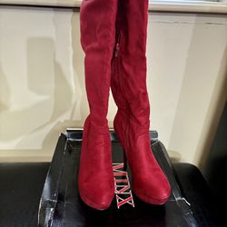 Wine Red Knee High Boots