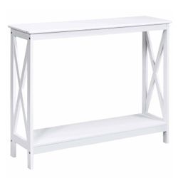 Costway 2-Tier Console x-Design Sofa Side Accent Table
