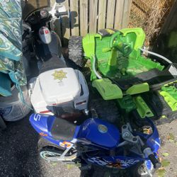 Power wheels Police Motorcycle; Power Wheels Dune Racer; razor electric minibike