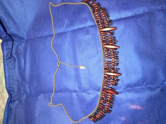Beaded Bib Necklace with Gold Chain