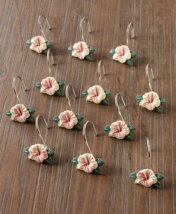 Succulent Desert Flower Plant Set of 12 Shower Curtain Hooks NEW in Package!