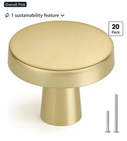 New Homdiy 20-Pack Brushed Gold Cabinet Knobs