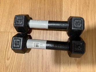 Pair of CAP Barbell 5 lb Cast Iron Hex Dumbbells (10 lbs Total)