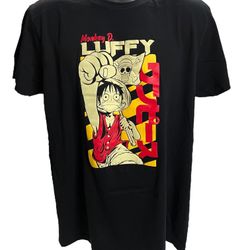 Monkey D. Luffy One Piece Anime Graphic T-Shirt – Black (Size L)