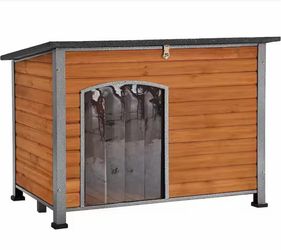 Air76-LX Wooden Heavy-Duty Dog Crates House with Strong Iron Frame, Large Size, Brown