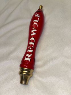 Vintage red wolf beer tap handle