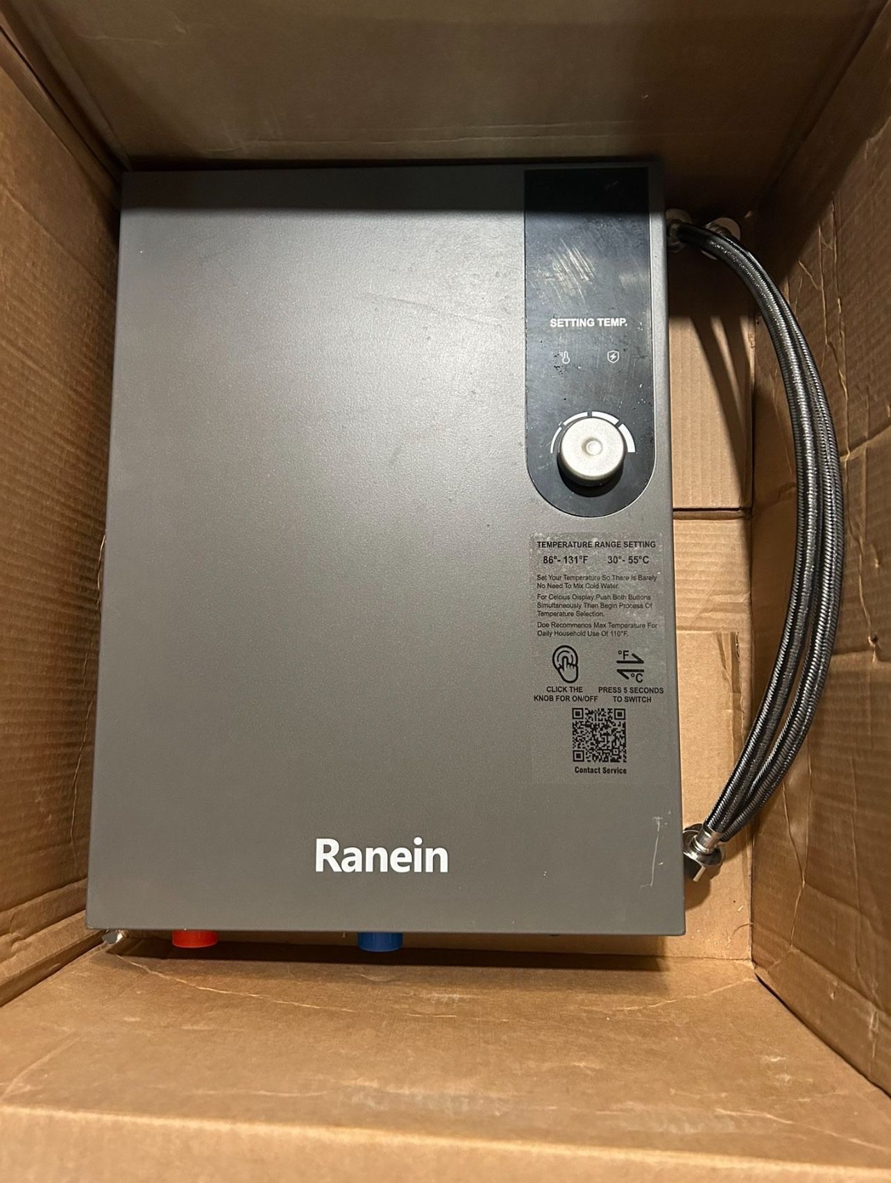 Ranein Electric Tankless Water Heater, 27kW 240V on Demand Instant Endless Water Heater with LED Temperature Display for Residential Whole House Showe